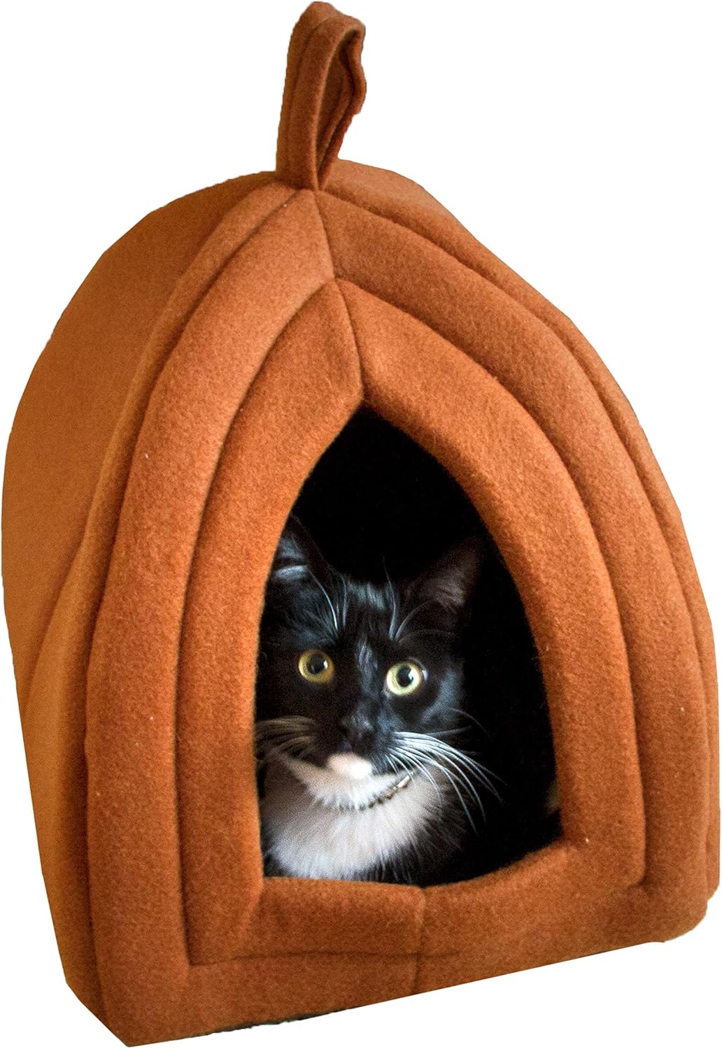 Cat House - Indoor Cat Bed with Removable Foam Cushion - Pet Tent for Kittens, Rabbits, Guinea Pigs, and Other Small Animals by (Brown)