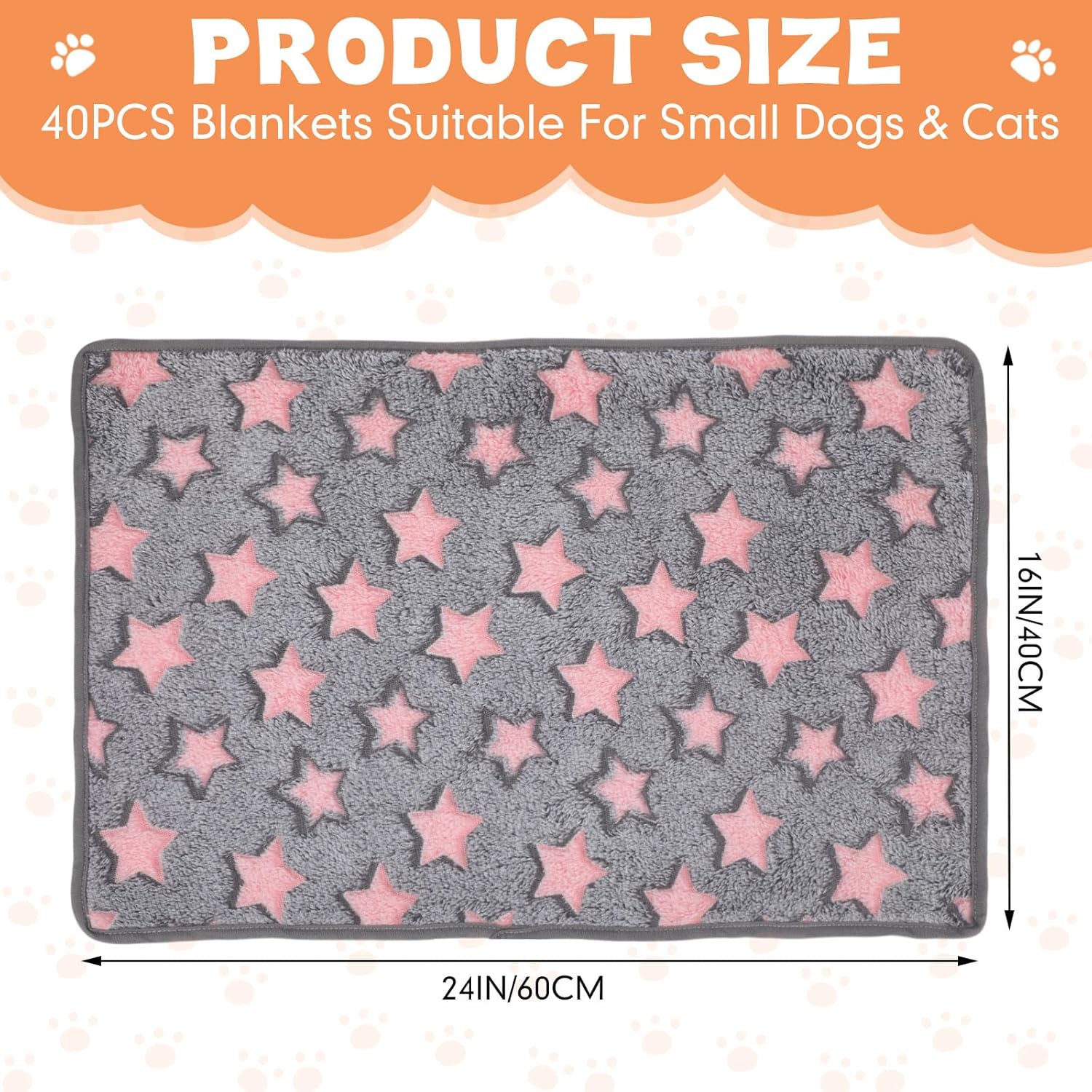 40 Pcs Puppy Blankets for Small Dog Pet Bulk Fleece Soft Fluffy Washable Dog Star Print Pattern Fleece Blankets for Pets Throw Warm Bed Mat for Puppy Cat, 24 x 16 Inches - Image 2