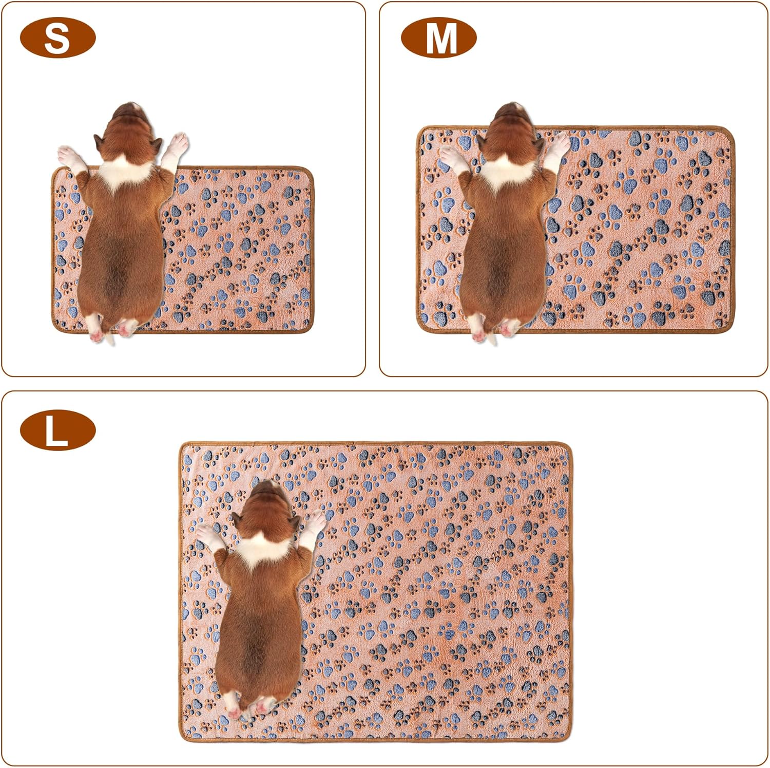 1 Pack 3 Blankets Super Soft Fluffy Premium Fleece Pet Blanket Flannel Paw Printed Throw for Dog Puppy Cat (Small 23x16'', Brown, Pink, White) - Image 2