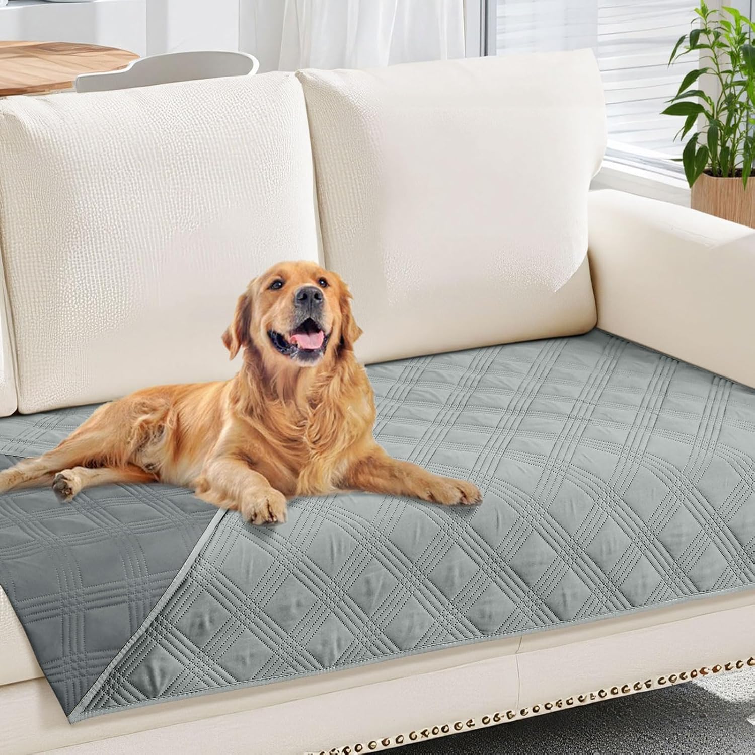 Waterproof Dog Blanket, Reversible Pet Bed Blanket, Soft Sofa Couch Cover for Dogs Washable, Waterproof Pet Couch Covers for Sofa Puppy Cats Furniture Protector(30"x70", Grey/Dark Grey)